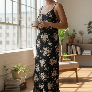 Floral Black Maxi Dress